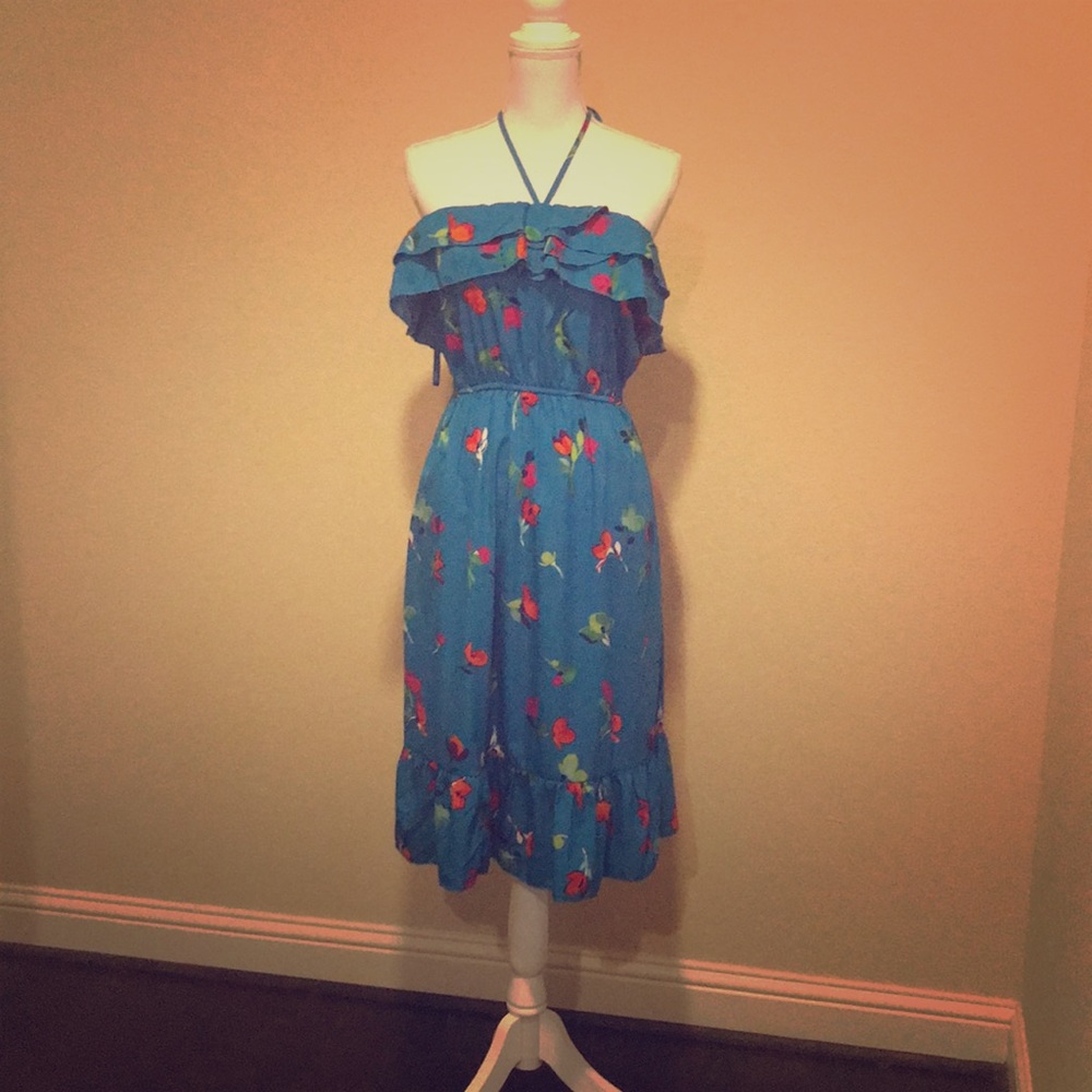 Blue floral halter dress!